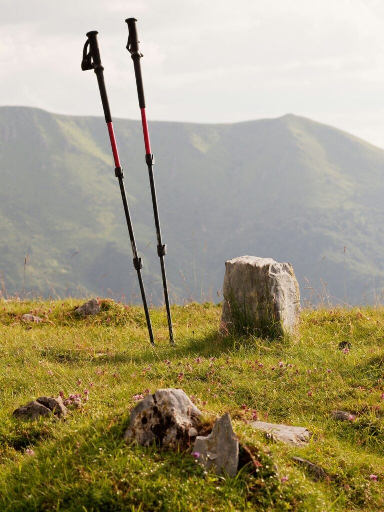 bâtons de randonnée marche sur sentier
