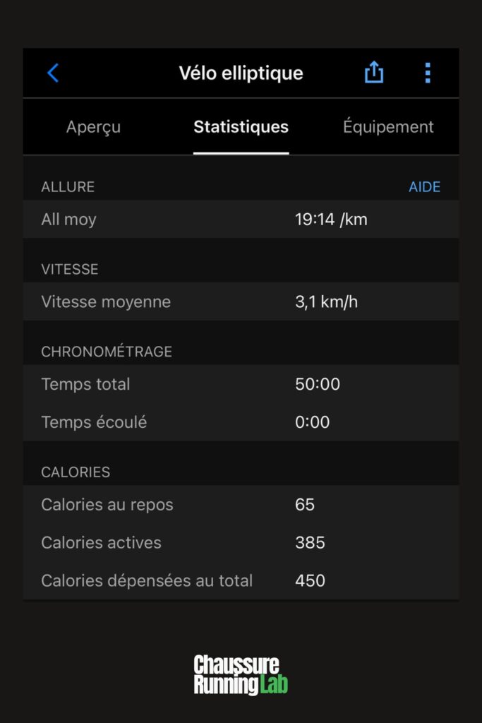 velo elliptique seance données profil sportif